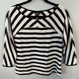 Allen B. By Allen Schwartz Monochrome Striped Long Sleeve Top